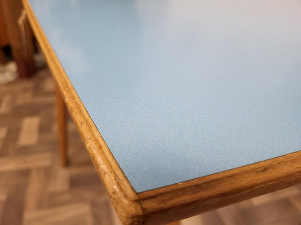 Vintage 60's Blue Formica Small Kitchen Side Table Desk Mid-Century Retro