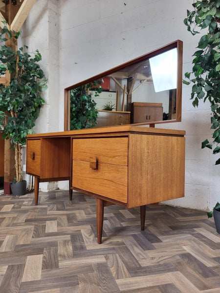 Vintage Mid-Century G Plan Kofod Larsen Teak Dressing Table Desk & Mirror Danish
