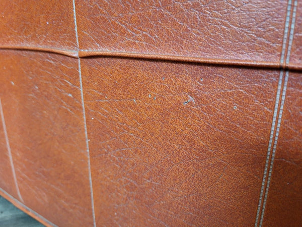 Vintage Mid-Century Sherborne Orange Vinyl Pouffe Footstool Retro 60's MCM