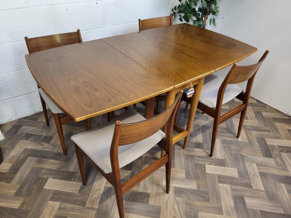 Vintage Mid-Century Uniflex Walnut Dropleaf Dining Table & 4 Chairs Set MCM