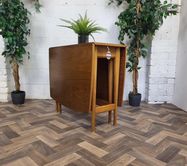 Vintage Mid-Century Uniflex Walnut Dropleaf Dining Table & 4 Chairs Set MCM