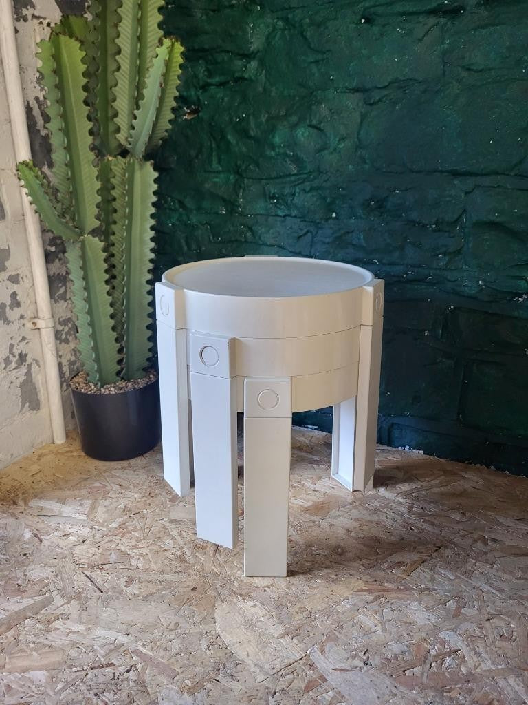 Vintage Mid-Century Retro Nest Of White Plastic Stacking Tables Space Age Atomic
