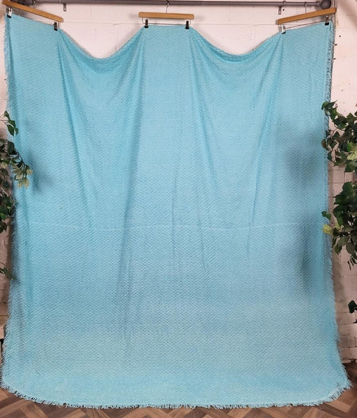 Vintage Mid-Century Light Blue Candlewick Bedspread Double Retro