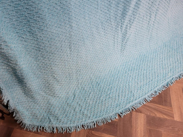 Vintage Mid-Century Light Blue Candlewick Bedspread Double Retro