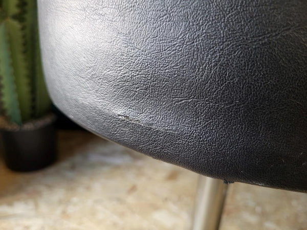 Vintage Mid-Century Chrome & Black Vinyl Round Stool Retro 60's