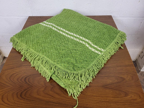 Vintage Mid-Century Green Candlewick Bedspread Double Retro