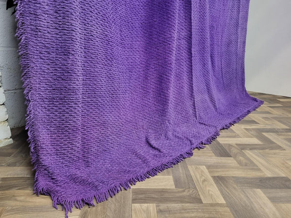 Vintage Mid-Century Purple Candlewick Bedspread Double Retro