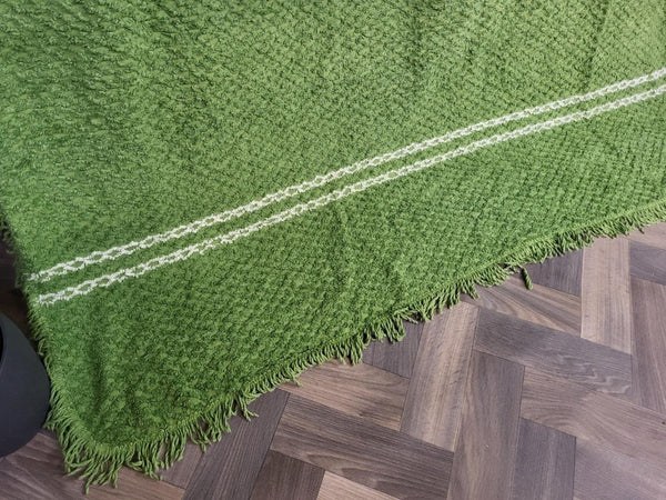 Vintage Mid-Century Green Candlewick Bedspread Double Retro