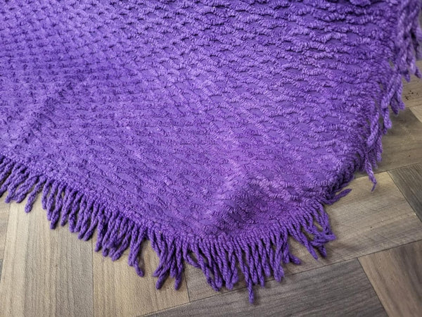 Vintage Mid-Century Purple Candlewick Bedspread Double Retro