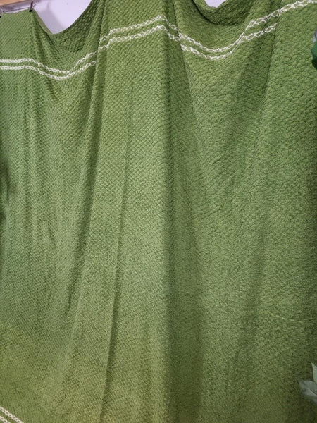 Vintage Mid-Century Green Candlewick Bedspread Double Retro