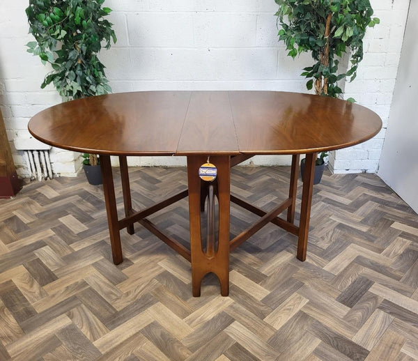 Vintage Mid-Century Jentique Walnut Oval Dropleaf Dining Table Retro Danish MCM
