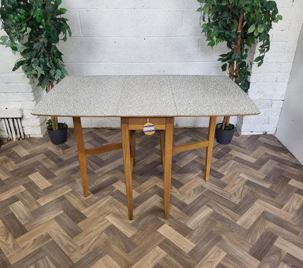 Vintage Mid-Century Grey Mosaic Formica Dropleaf Dining Table Retro Scandi MCM