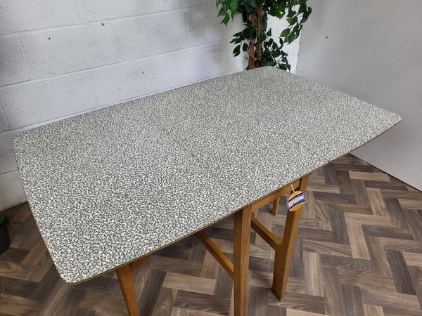 Vintage Mid-Century Grey Mosaic Formica Dropleaf Dining Table Retro Scandi MCM