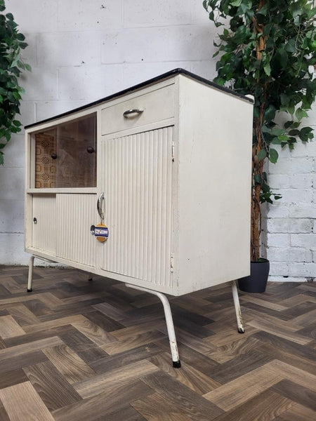 Vintage 1950's Red Formica & White Kitchen Pantry Cabinet Larder Unit Retro MCM