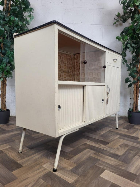 Vintage 1950's Red Formica & White Kitchen Pantry Cabinet Larder Unit Retro MCM