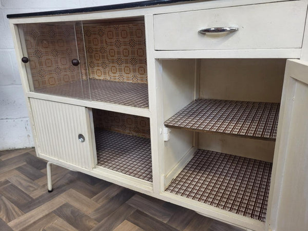 Vintage 1950's Red Formica & White Kitchen Pantry Cabinet Larder Unit Retro MCM