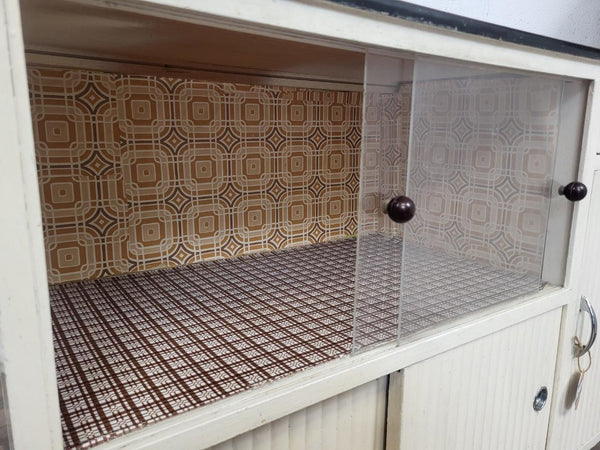 Vintage 1950's Red Formica & White Kitchen Pantry Cabinet Larder Unit Retro MCM