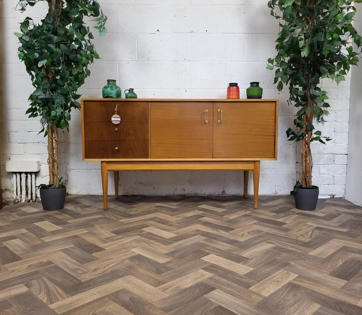 Vintage Mid-Century Uniflex Compact Sideboard Teak & Walnut 1960's Retro MCM
