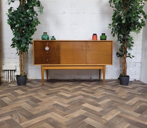 Vintage Mid-Century Uniflex Compact Sideboard Teak & Walnut 1960's Retro MCM