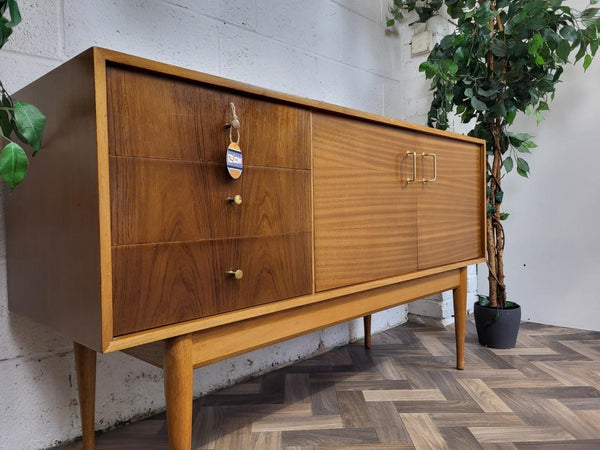 Vintage Mid-Century Uniflex Compact Sideboard Teak & Walnut 1960's Retro MCM