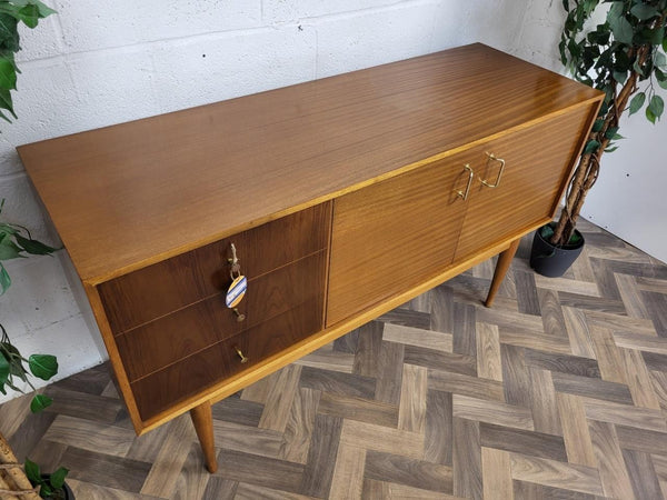 Vintage Mid-Century Uniflex Compact Sideboard Teak & Walnut 1960's Retro MCM