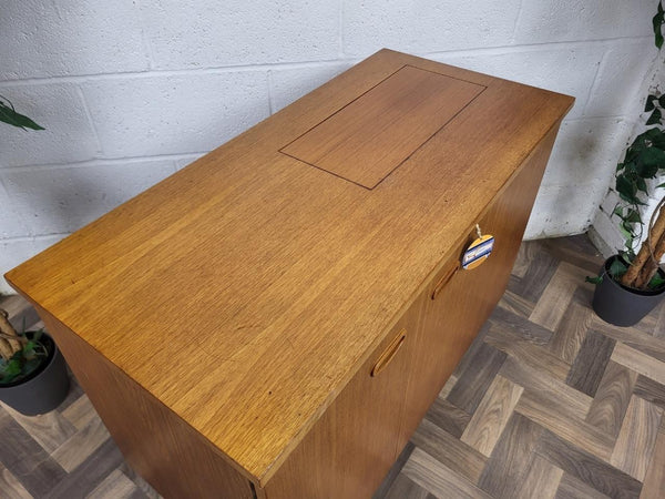 Vintage Mid-Century Teak Sewing Cabinet Sideboard Vanity Unit Base Scandi Retro