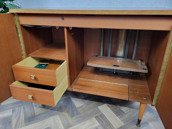 Vintage Mid-Century Teak Sewing Cabinet Sideboard Vanity Unit Base Scandi Retro