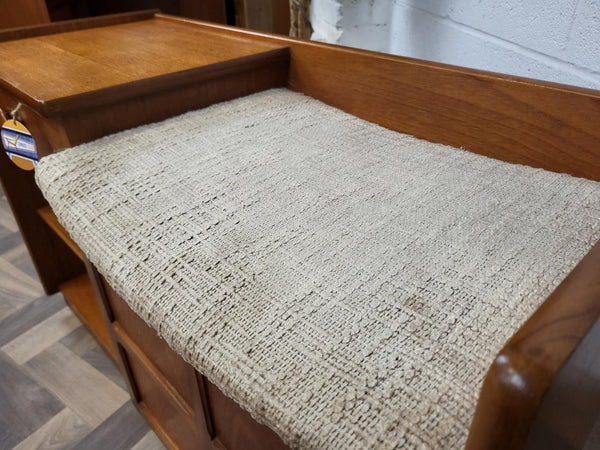 Vintage Nathan Teak Telephone Seat With Beige Seat Retro Mid-Century