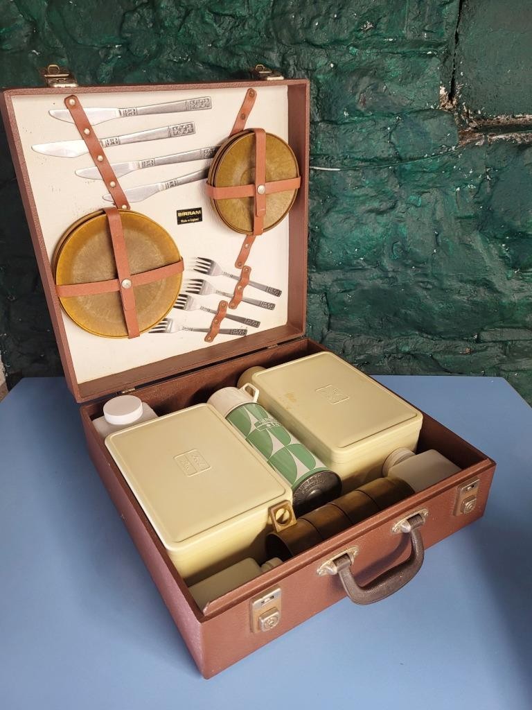 Vintage Mid-Century Sirram Picnic Set In Case Retro Caravan Camper 60's