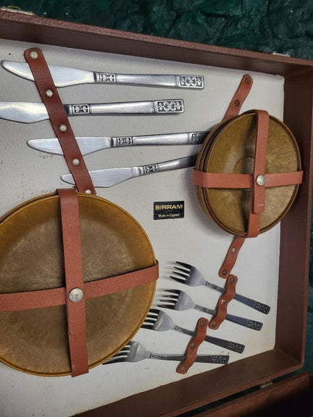 Vintage Mid-Century Sirram Picnic Set In Case Retro Caravan Camper 60's