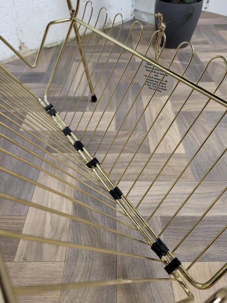 Vintage Mid-Century Teak & Metal Coffee Table Magazine Rack Side Table 60's MCM