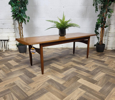 Vintage Mid-Century Long Teak Coffee Table Retro Danish Scandi MCM