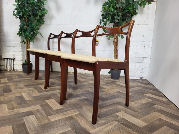 Set Of 4 Vintage Mid-Century Teak Dining Chairs Danish Scandi MCM