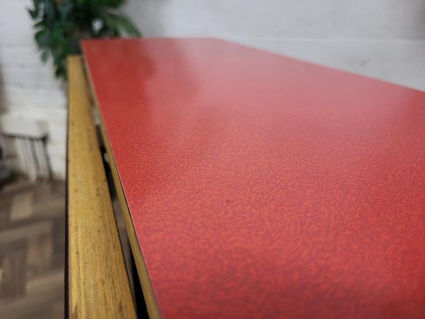 Vintage Mid-Century Red Formica Dropleaf Kitchen Dining Table Retro Scandi MCM