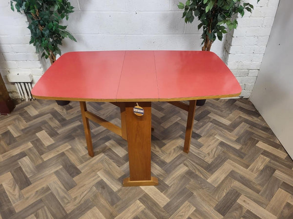 Vintage Mid-Century Red Formica Dropleaf Kitchen Dining Table Retro Scandi MCM