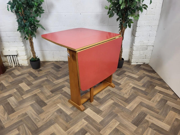 Vintage Mid-Century Red Formica Dropleaf Kitchen Dining Table Retro Scandi MCM