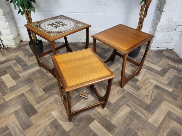 Vintage G Plan Astro Teak & Tiled Nest Of Tables Mid-Century Scandi Retro