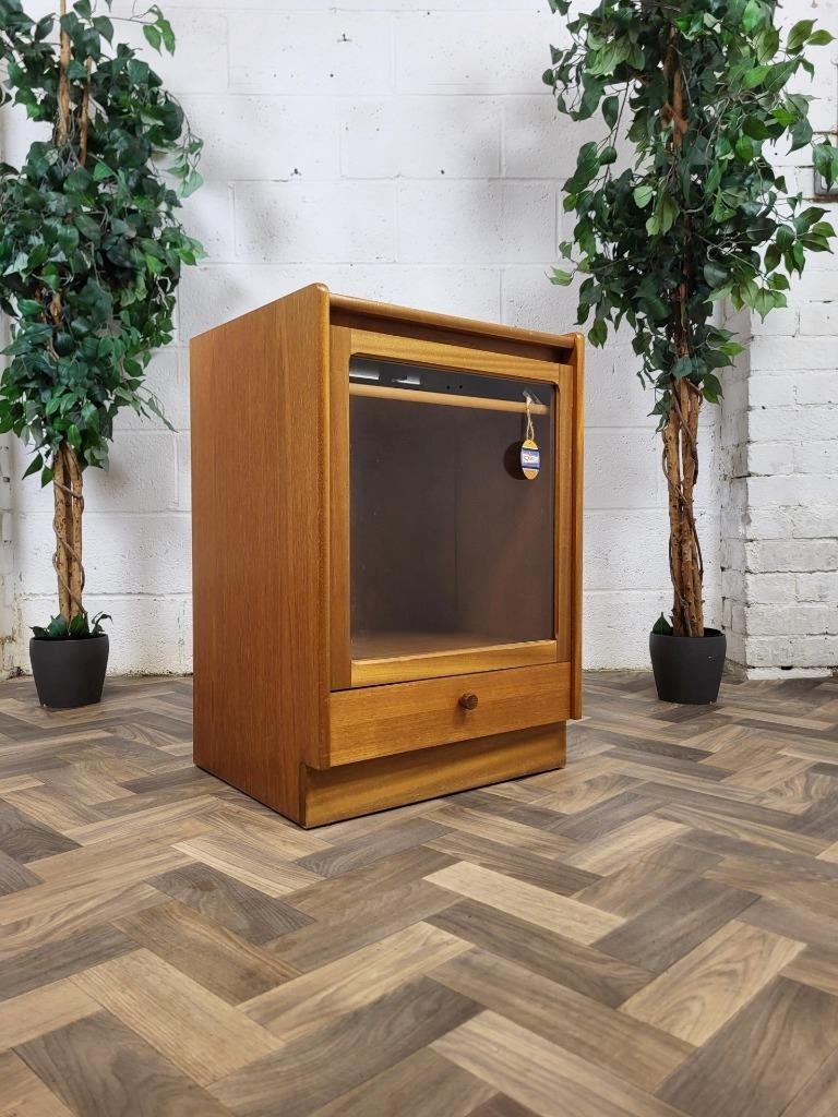 Vintage Parker Knoll Nathan Teak & Glass HiFi Stand Media Cabinet Mid-Century