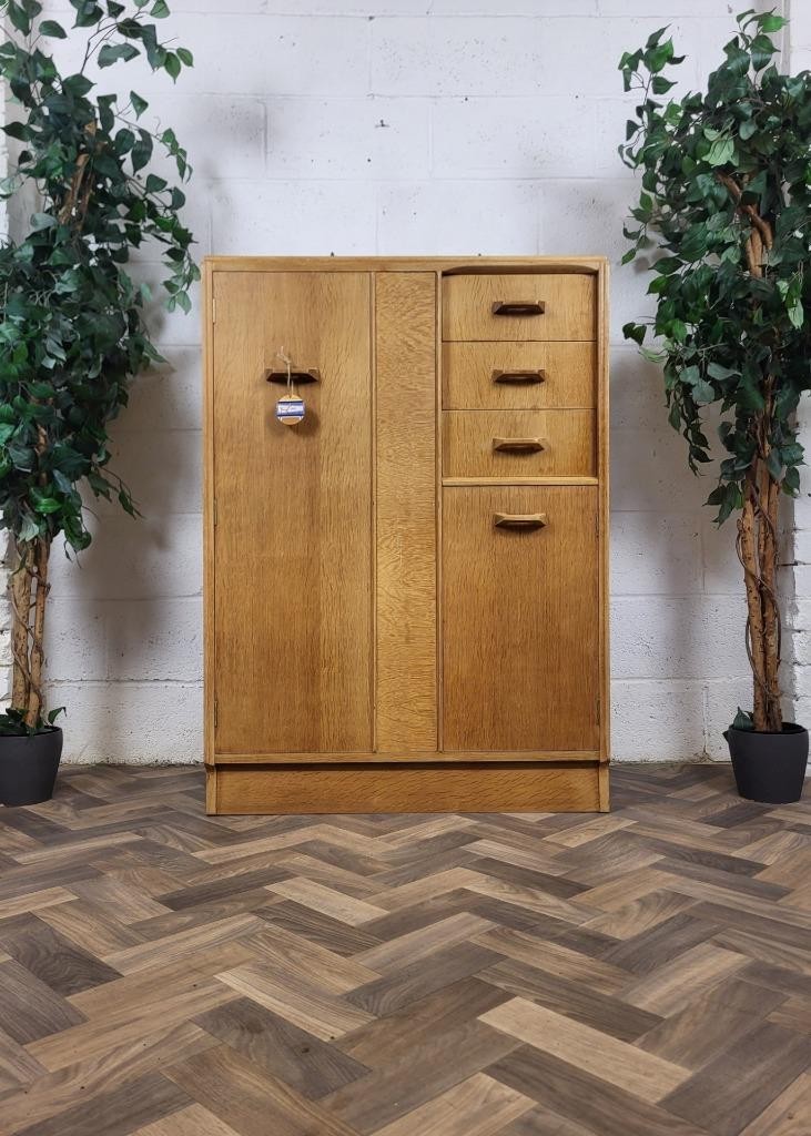 Vintage Mid-Century G Plan Brandon Gentlemans Wardrobe Tallboy Blonde Oak Retro