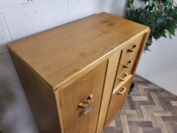 Vintage Mid-Century G Plan Brandon Gentlemans Wardrobe Tallboy Blonde Oak Retro