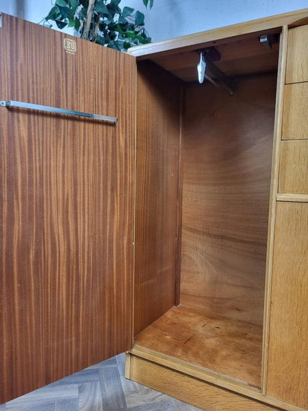 Vintage Mid-Century G Plan Brandon Gentlemans Wardrobe Tallboy Blonde Oak Retro