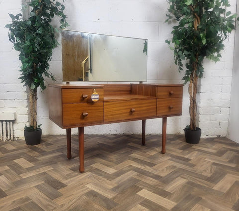 Vintage Mid-Century Avalon Teak Dressing Table With Mirror Scandi Retro MCM