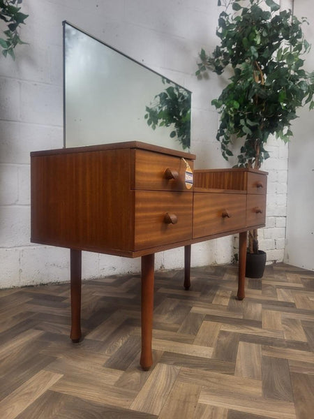Vintage Mid-Century Avalon Teak Dressing Table With Mirror Scandi Retro MCM