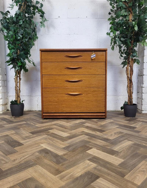 Vintage Mid-Century Austinsuite Teak Chest Of 4 Drawers Scandi MCM Retro