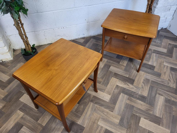 Pair Of Vintage Sutcliffe Teak Bedside Side Tables With Drawer Scandi Retro MCM