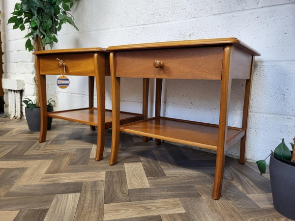 Pair Of Vintage Sutcliffe Teak Bedside Side Tables With Drawer Scandi Retro MCM