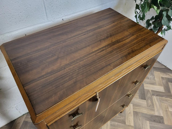 Vintage Mid-Century 60's Walnut Chest Of 4 Drawers Scandi Retro MCM