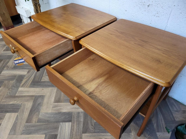 Pair Of Vintage Sutcliffe Teak Bedside Side Tables With Drawer Scandi Retro MCM