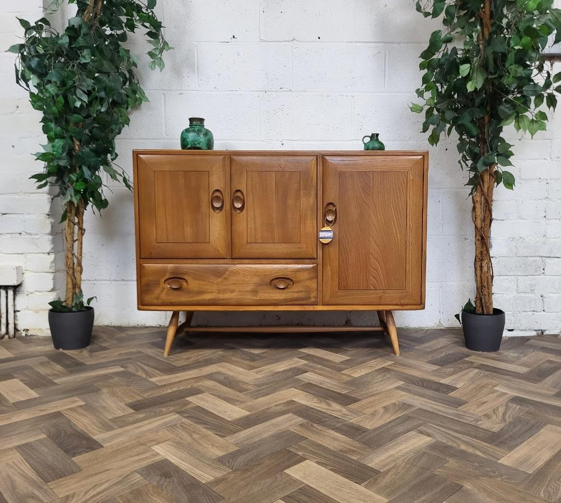 Vintage Mid-Century Ercol Windsor Sideboard Model 467 Blonde Elm 1960's