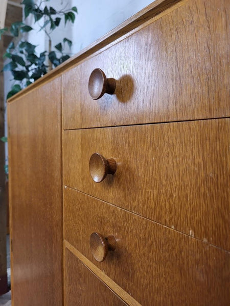 Vintage Mid-Century Meredew Gentlemans Wardrobe Tallboy Blonde Oak Retro MCM